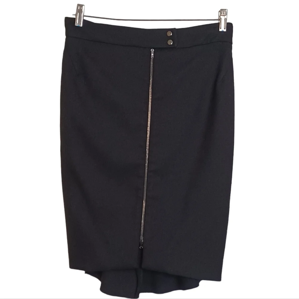 L'Agence Front Zip Pencil Straight Skirt Women's Sz 6 Black Career Minimalist
